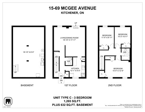 Floor plan for 3 beds, 1.5 baths, 1200 sqft
